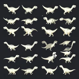 a dinosaur running sprite sheet animation, clean lines, professional and polished, production ready, 1 6 x 1 6 frames