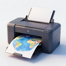 a large printer, printing a colorful world, low poly art, on clear background, 3 d render, amazing detail, concept art, ray tracing, smooth, sharp focus, ethereal lighting