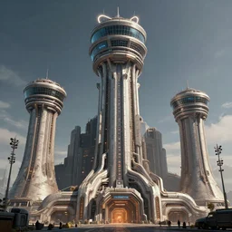 3 d sculpt of massive cyberpunk art deco brutalist'air traffic control tower'' aircraft carrier tower'' power station'complex scifi digital movie camera brutalist industrial military building facade, halo, star wars, ilm, star citizen halo, mass effect, high tech industrial, artstation unreal