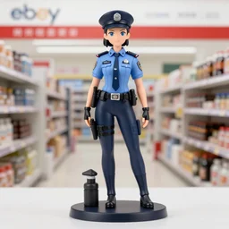 Image on the store website, eBay, 80mm Resin figure of a police girl in pink uniforms.