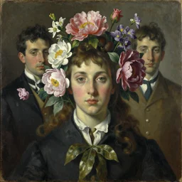 floral portrait by leonetto cappiello and wojciech siudmak and ernst fuchs, anni albers, oil on canvas