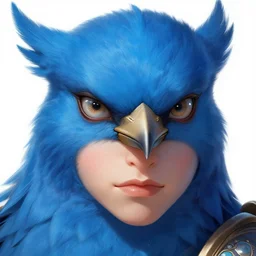 blue twitter bird as a warrior, highly detailed face, realistic face, beautiful detailed eyes, fantasy art, in the style of artgerm, illustration, epic, fantasy, intricate, hyper detailed, artstation, concept art, smooth, sharp focus, ray tracing, vibrant, photorealistic