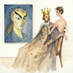 a watercolor of king bob - omb by max ernst and frantisek kupka