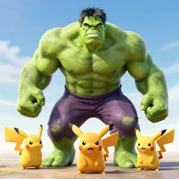 pokemons in the style of hulk, octane render, by studio ghibli, pixar, disney.