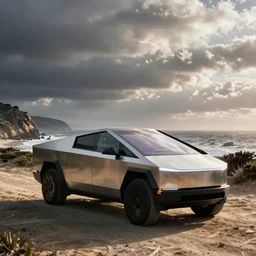 Tesla cyber truck on the California pch