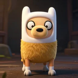 photo realistic image of jake the dog!!!! from adventure time!!!!, stunning 3 d render inspired art by istvan sandorfi and greg rutkowski, perfect facial symmetry, complete body, realistic!!, highly detailed attributes and atmosphere, dim volumetric cinematic lighting,