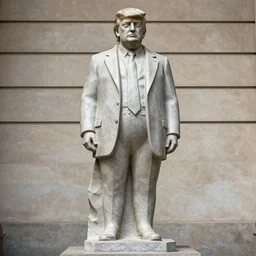 a full body granite sculpture of alfred e. neuman dressed as donald trump in the style of gustav vigeland