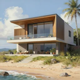 beautiful digital painting of a stylish modern villa in beach with high detail, 8 k, stunning detail, works by artgerm, greg rutkowski and alphonse mucha, unreal engine 5, 4 k uhd