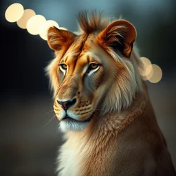 annie leibovitz headshot of an anthropomorphic a lion humanoid female, bokeh, 5 0 mm