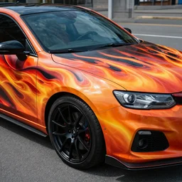 a car with a cool flame pattern