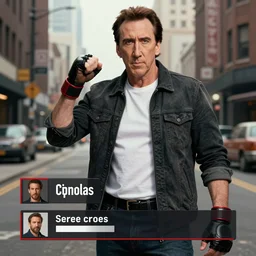 nicholas cage as a new street fighter character, screenshot, character select