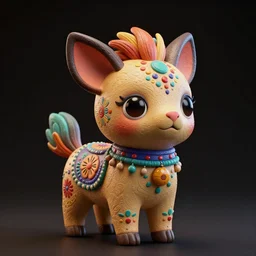“Alebrijes” 3-D 8k , digital art, Mexican folk art, cute single animal, black background, Hyperdetailed, Martin Sandiego, Julia Fuentes, Adi Granov