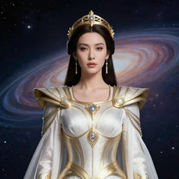portrait of the powerful empress of the solar system in the style of charlie bowater and in the style of stephan martiniere. glowing, ornate and intricate linework, sharp focus, depth of field, stunning, dynamic lighting, ultrafine and hyperdetailed.