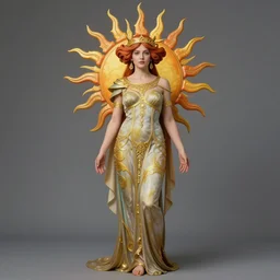 full body, front pose, painted, portrait, queen of the sun, studio light, ultra - fine detail, art nouveau, in the style of joe wilson and laurie greasley, vibrant colors, smooth gradients, high contrast, depth of field, aperture f 1. 2