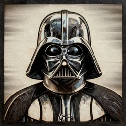 a portrait of darth vader in the style of a wood burned etching. color harmony, 8 k detail, gallery quality, hd wallpaper, premium prints available, hyper - detailed, intricate design.