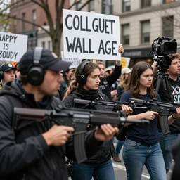 Occupy Wall Street except the protestors had assault class nuclear weaponry, high quality news footage