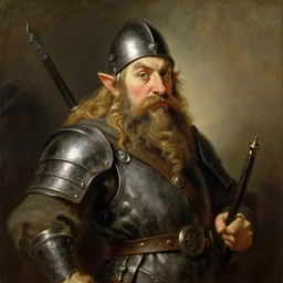portrait of a dwarf warrior, painting by j. c. leyendecker