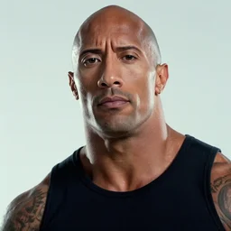 Film still close-up shot of Dwayne Johnson as Arnold from the movie Terminator 2. Photographic, photography