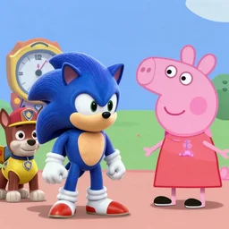 sonic, peppa pig and the paw patrol crossover episode, cartoon network stillframe, hd, 4 k, hdr, smooth, sharp focus, high resolution, award - winning