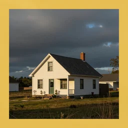 a house on the edge of town by storybook artists, blunt borders, rule of thirds