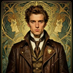 a streamline moderne, art nouveau, ( ( dieselpunk ) ) portrait in the style of charlie bowater, and in the style of donato giancola, and in the style of charles dulac. symmetry, ultrasharp focus, dramatic lighting, semirealism, intricate symmetrical ultrafine background detail.