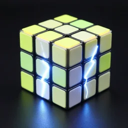 a rubix cube made of lightning