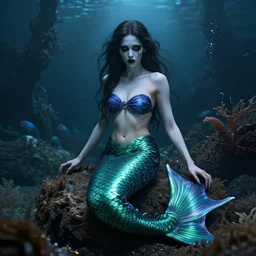 photo of beautiful scary mermaid