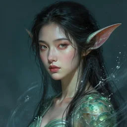 asian female water elemental, lifelike, portrait, highly detailed, digital painting, artstation, concept art, sharp focus, illustration, cinematic lighting, art by artgerm and greg rutkowski and alphonse mucha 9 9 9 9