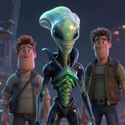 wes craven, alien, disney, pixar, greg rutkowski, mcbess!!!, james jean!!!, 8 k, hd, dof, kodak film, volumetric lighting, subsurface scattering, iridescent, photorealistic, octane render