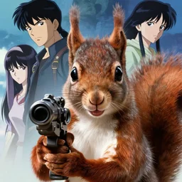 squirrel man holding a blaster, very very anime!!!, fine - face, realistic shaded perfect face, fine details. anime. realistic shaded lighting poster by ilya kuvshinov katsuhiro otomo ghost - in - the - shell, magali villeneuve, artgerm, jeremy lipkin and michael garmash and rob rey
