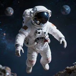 skeleton astronaut in outer space, full hd, high quality, realism, cosmo - punk,