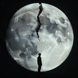 film still of the moon splitting into pieces in the new disaster movie, 8 k, night time
