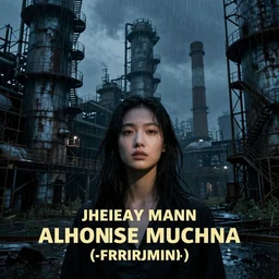 an asian woman, beautiful face, in abandoned industrial city with towering factories, fire escapes, scaffolding, smokestacks at night in the rain dark moody lighting, innocent look, post - apocalyptic, desolate, by jeremy mann and alphonse mucha, dramatic lighting, ethereal, stunning, breathtaking, awe - inspiring award - winning, 8 k