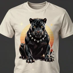a t shirt design of portrait shot of a retro vintage black panther marvel realistic with claws vector svg