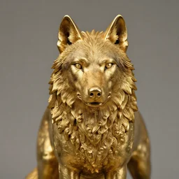 gorgeous wolf statue portrait with gold filigree