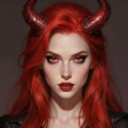 draconic girl, portrait, highly detailed, trending on artstation, d & d, concept art, sharp focus, red hair, illustration, digital painting, art by artgerm and greg rutkowski and magali villeneuve