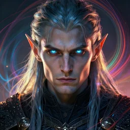 full face epic portrait, male warrior elf with glowing eyes, elden ring, matte painting concept art, midjourney, beautifully backlit, swirly vibrant color lines, majestic, cinematic aesthetic, smooth, intricate, 8 k, by ilya kuvshinov, artgerm, darius zawadzki and zdizslaw beksinski
