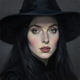 portrait, close - up, make up, dark witch, painting by ansell, mary jane, smooth, sharp focus