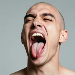 1 9 9 3 primitive cgi of bald man with mouth wide open and tongue stretched out of his mouth