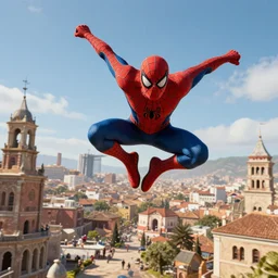 spider - man swinging through the spanish war, wide view, high detailed, full perfect, high detail, by craig mullins, peter mohrbacher, unreal engine, octane rendered, 8 k, trending on artstation