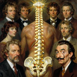 human spine artists anatomy in the style of wayne barlowe, gustav moreau, goward, bussiere, roberto ferri, santiago caruso, luis ricardo falero, dali