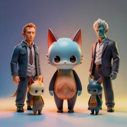 hyperrealistic rendering : : yokai keshi toy : : by donato giancola and greg rutkowski and wayne barlow and zdzisław beksinski : : product photography, keshi, studio lighting, colored gels, colored background