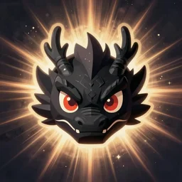 black dragon face icon, cute, stylized, cartoon, anime, avatar, colorful