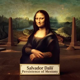 the Mona Lisa standing in the middle of Salvador Dali’s “Persistence of Memory”