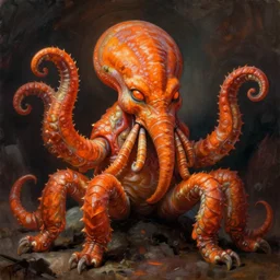 zoological portrait of orange cthulhu by dariusz zawadzki