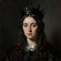 The portrait of Lady in black wax crown by Jean Auguste Dominique Ingres, dark fantasy, witcher, very detailed oil painting, masterpiece, 8k