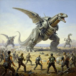 oil painting of 1 9 7 2 battle - panorama kaiju fossile machine in 6 0 s shopping mall tokyo, by jack kirby, jack gaughan, virgil finlay, alberto bontempi, shigeru komatsuzaki, wayne d barlowe, alex ross, enric torres, simon bisley & boris vallejo, alex ross, enric torres, hyper realism,
