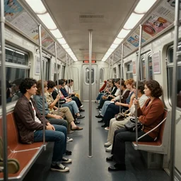 A surreal subway in 1970 with a touch of fantasy elements, matte painting, highly detailed, 8K, trending on artstation, vibrant lighting