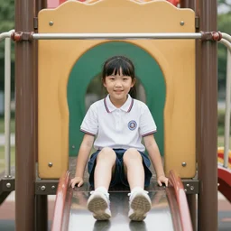 elementary school girl playing on playground