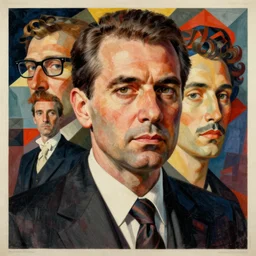 figurative avant garde postmodern monumental dynamic portrait of nixon by magritte and hogarth, inspired by william blake and gaugin, illusion surreal art, highly conceptual figurative art, intricate detailed illustration, controversial poster art, polish poster art, geometrical drawings
